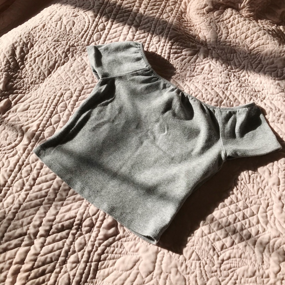 Cropped Gray Off The Shoulder Top (F21)
